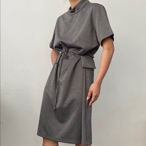 Grey Casual Dress w/ Belt Bag
